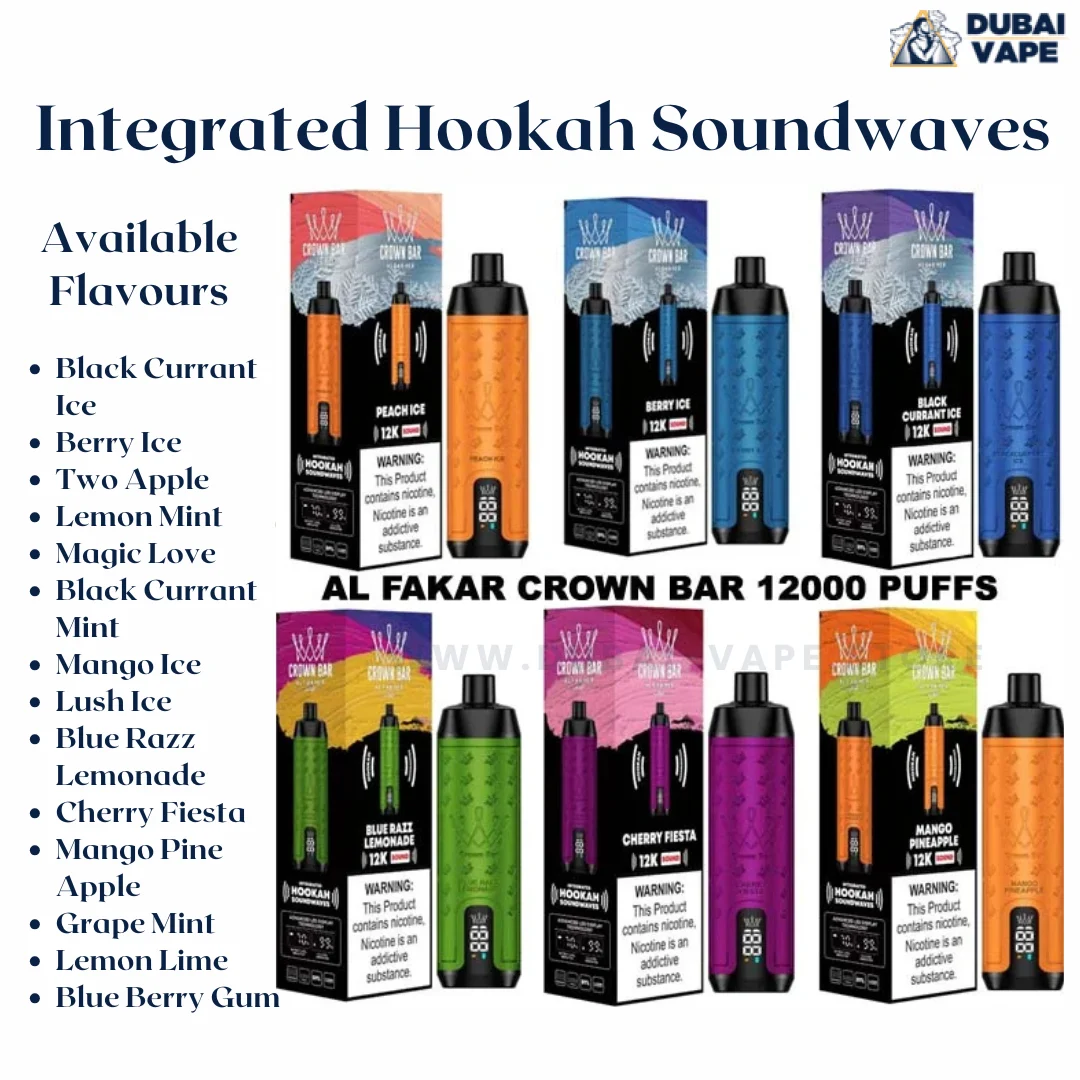 Al-Fakher-Crown-Bar-12k-Puffs-Disposable-Vape-with-Integrated-Hookah-Soundwaves